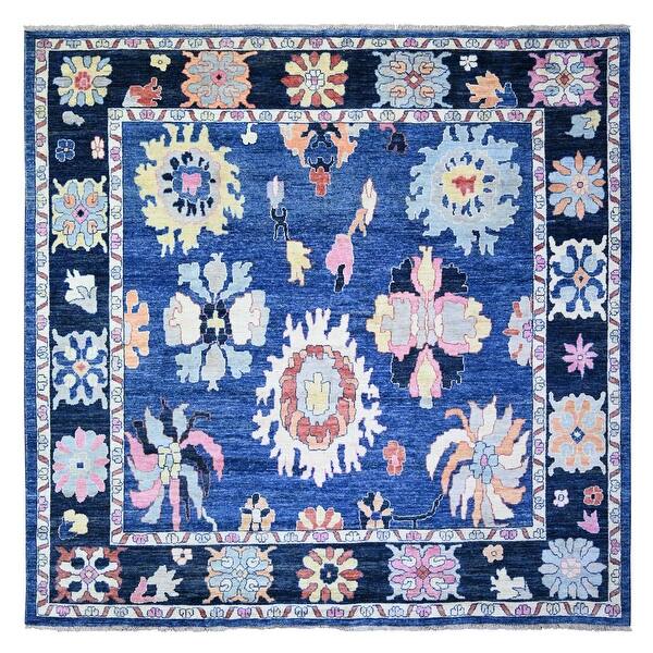 Shahbanu Rugs Sapphire Blue Afghan Oushak with Pop of Colors Natural